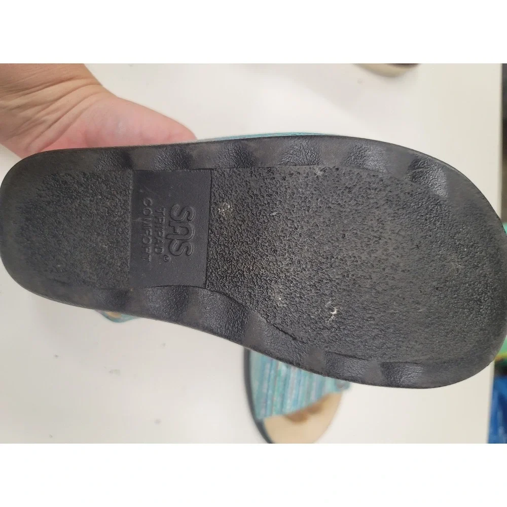 SAS Relaxed Comfort Teal Blue‎ Woven Adjustable Strap Sandals - Size 6W